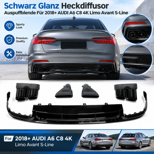 Schwarz glanz heckdiffusor - schwarz,